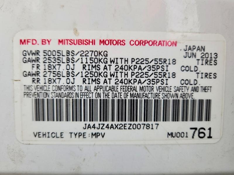Продаж на аукціоні авто 2014 Mitsubishi Outlander, vin: JA4JZ4AX2EZ007817, номер лоту: 47075736