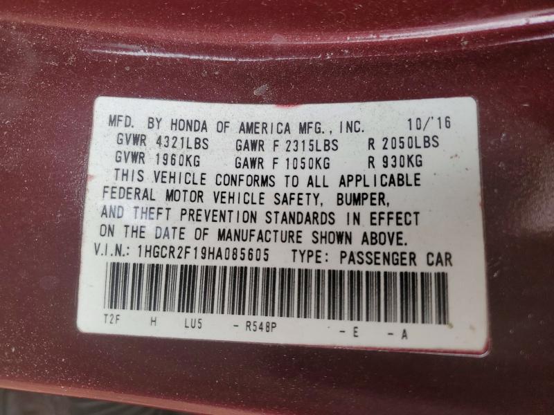 Aukcja sprzedaży 2017 Honda Accord, vin: 1HGCR2F19HA085605, numer aukcji: 47768206