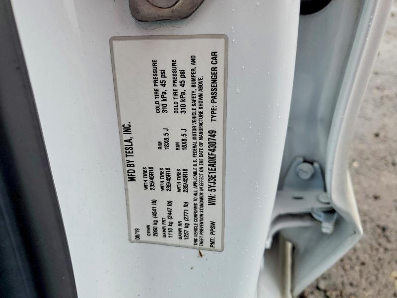 79828855 :رقم المزاد ، 5YJ3E1EA0KF430749 vin ، 2019 Tesla Model 3 مزاد بيع