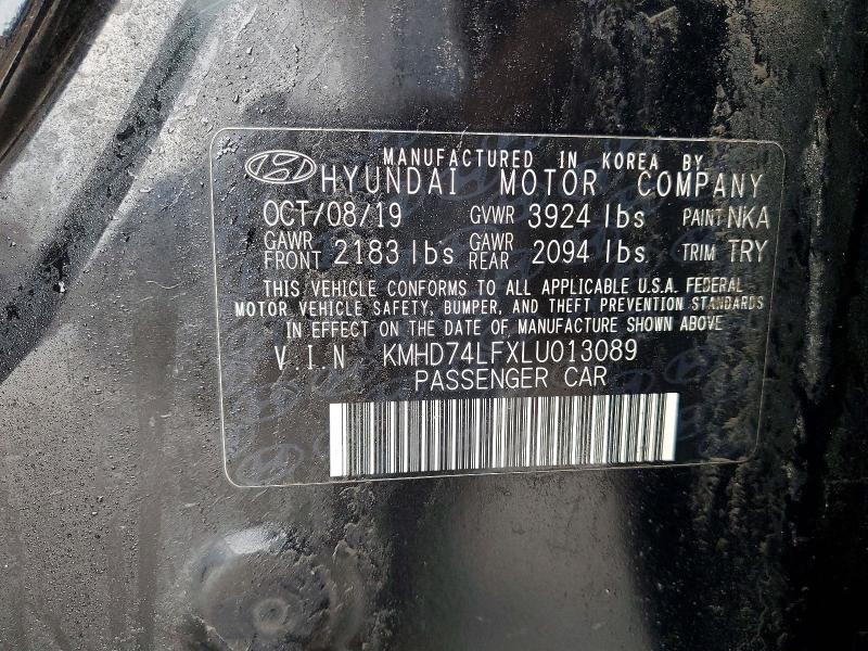 46539466 :رقم المزاد ، KMHD74LFXLU013089 vin ، 2020 Hyundai Elantra مزاد بيع