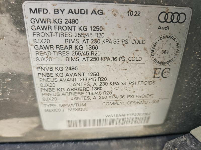 Aukcja sprzedaży 2023 Audi Q5, vin: WA1EAAFY7P2052062, numer aukcji: 45492836