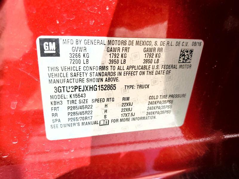 Продажа на аукционе авто 2017 Gmc Sierra, vin: 3GTU2PEJXHG152865, номер лота: 47024356