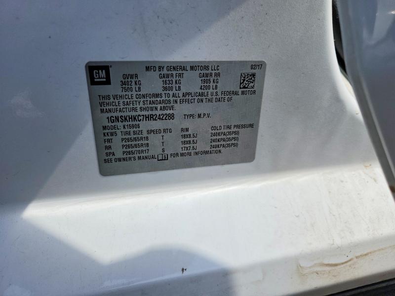 Продажа на аукционе авто 2017 Chevrolet Suburban, vin: 1GNSKHKC7HR242288, номер лота: 47414616