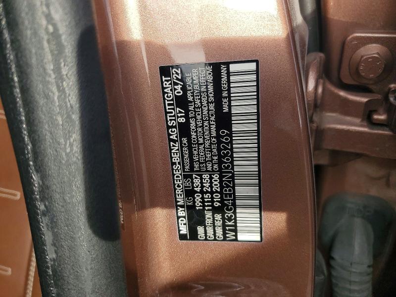 2022 Mercedes-benz A მანქანა იყიდება აუქციონზე, vin: W1K3G4EB2NJ363269, აუქციონის ნომერი: 78733735