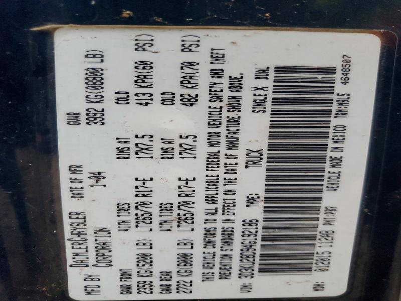 Aukcja sprzedaży 2004 Dodge Ram 2500, vin: 3D3KU28D94G192186, numer aukcji: 46696006