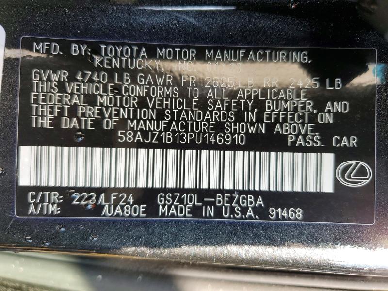 2023 Lexus Es 350 მანქანა იყიდება აუქციონზე, vin: 58AJZ1B13PU146910, აუქციონის ნომერი: 41871936