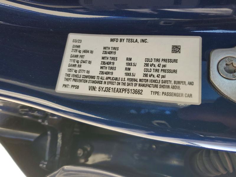 Aukcja sprzedaży 2023 Tesla Model 3, vin: 5YJ3E1EAXPF513662, numer aukcji: 79907185