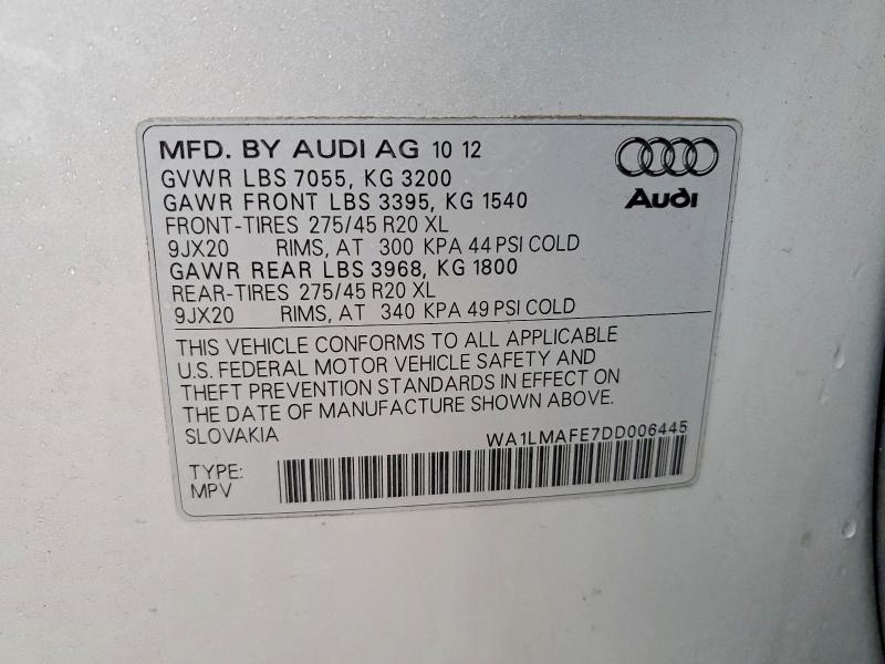 Продаж на аукціоні авто 2013 Audi Q7, vin: WA1LMAFE7DD006445, номер лоту: 79774025