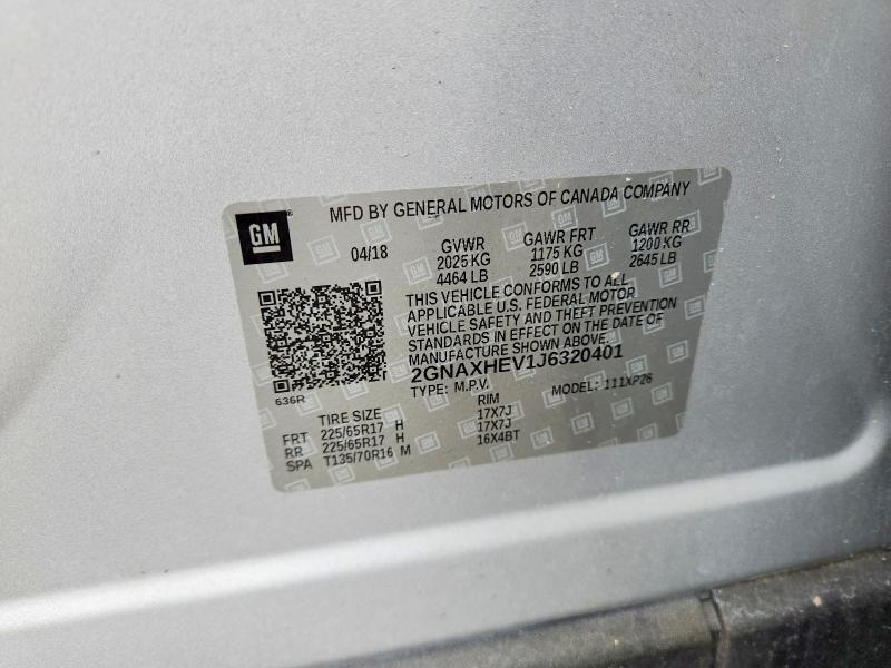 Aukcja sprzedaży 2018 Chevrolet Equinox, vin: 2GNAXHEV1J6320401, numer aukcji: 47500676