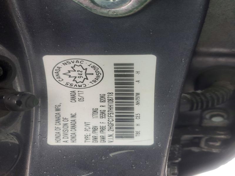 2017 Honda Civic მანქანა იყიდება აუქციონზე, vin: 2HGFC1F97HH108718, აუქციონის ნომერი: 79996095