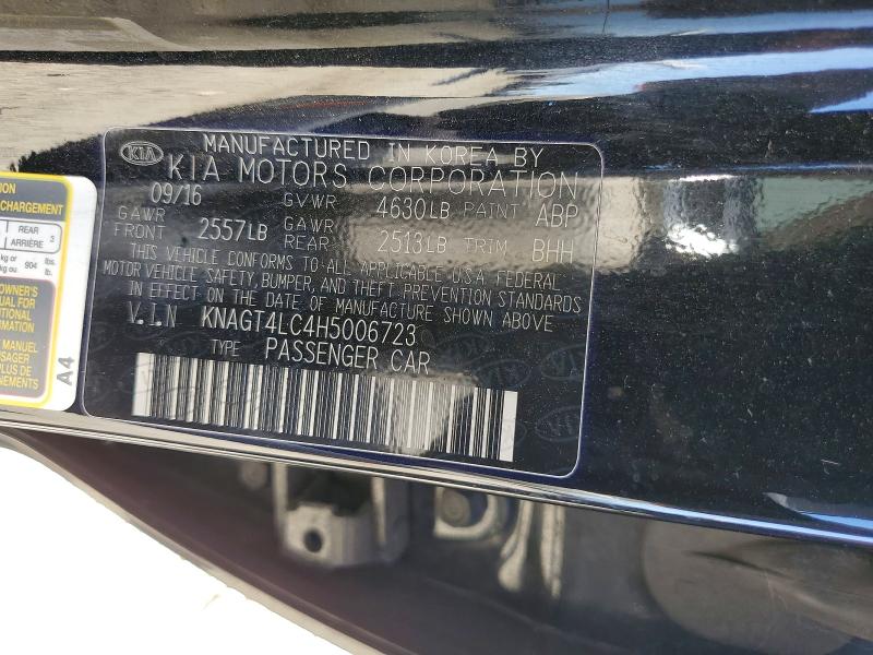 Aukcja sprzedaży 2017 Kia Optima Hybrid, vin: KNAGT4LC4H5006723, numer aukcji: 46016436