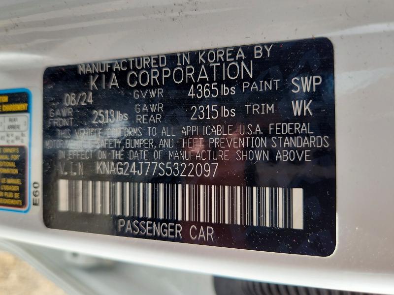 Aukcja sprzedaży 2025 Kia K5, vin: KNAG24J77S5322097, numer aukcji: 48139356