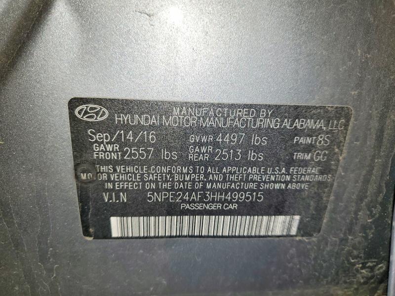 46030046 :رقم المزاد ، 5NPE24AF3HH499515 vin ، 2017 Hyundai Sonata مزاد بيع