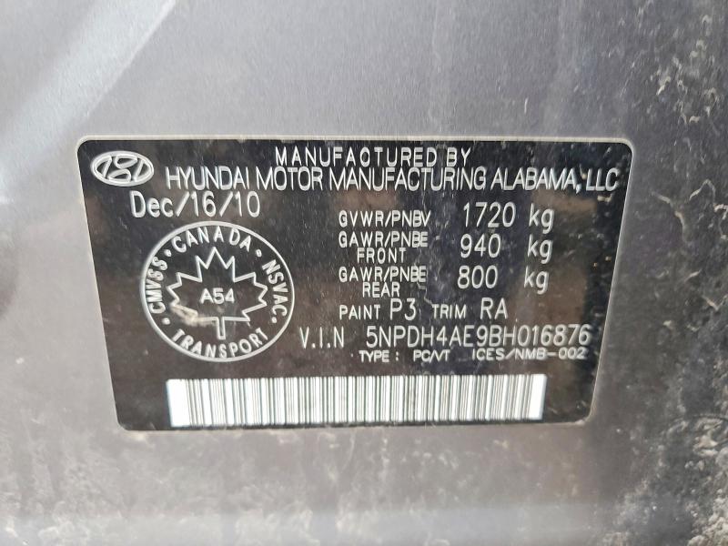 79715475 :رقم المزاد ، 5NPDH4AE9BH016876 vin ، 2011 Hyundai Elantra مزاد بيع