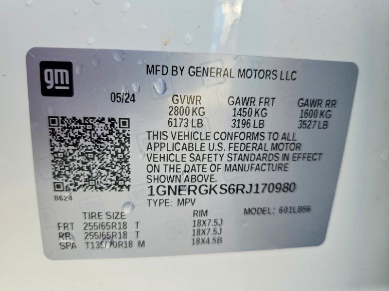 Продаж на аукціоні авто 2024 Chevrolet Traverse, vin: 1GNERGKS6RJ170980, номер лоту: 48114896