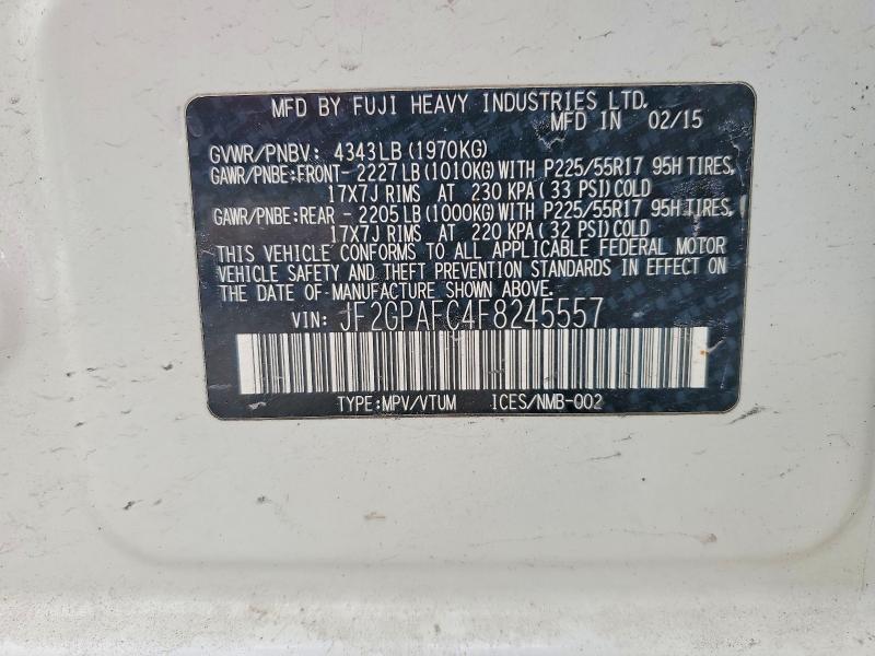 Aukcja sprzedaży 2015 Subaru Xv Crosstrek, vin: JF2GPAFC4F8245557, numer aukcji: 79452705