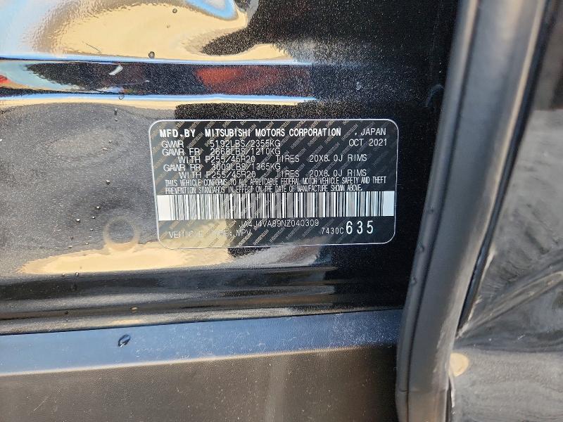 Продаж на аукціоні авто 2022 Mitsubishi Outlander, vin: JA4J4VA89NZ040309, номер лоту: 46285816