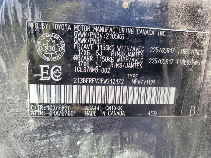 Aukcja sprzedaży 2015 Toyota Rav4, vin: 2T3BFREV3FW312172, numer aukcji: 46091026