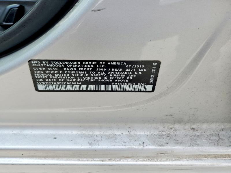 45566656 :رقم المزاد ، 1VWCT7A35EC008894 vin ، 2014 Volkswagen Passat مزاد بيع
