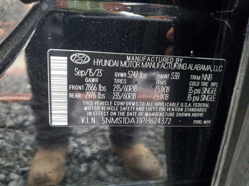 47106906 :رقم المزاد ، 5NMS1DAJ1PH624372 vin ، 2023 Hyundai Santa Fe مزاد بيع