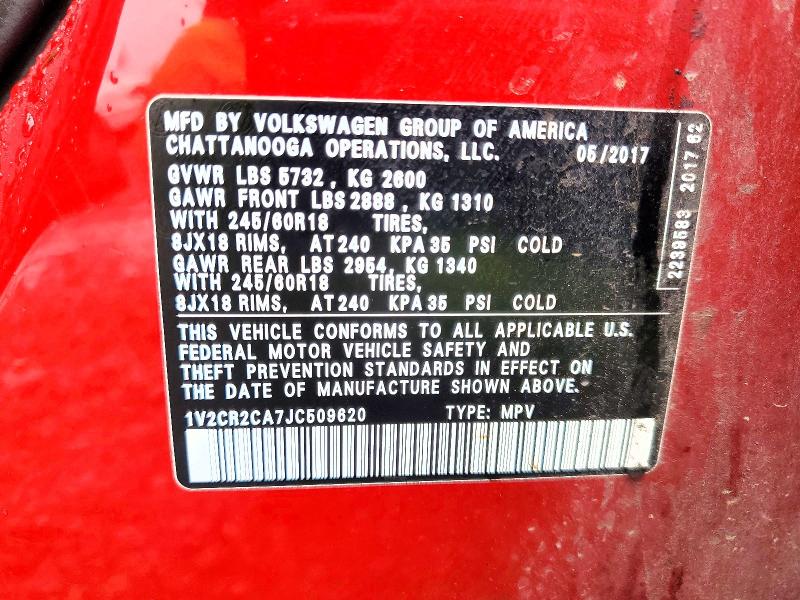 Продаж на аукціоні авто 2018 Volkswagen Atlas, vin: 1V2CR2CA7JC509620, номер лоту: 46840646