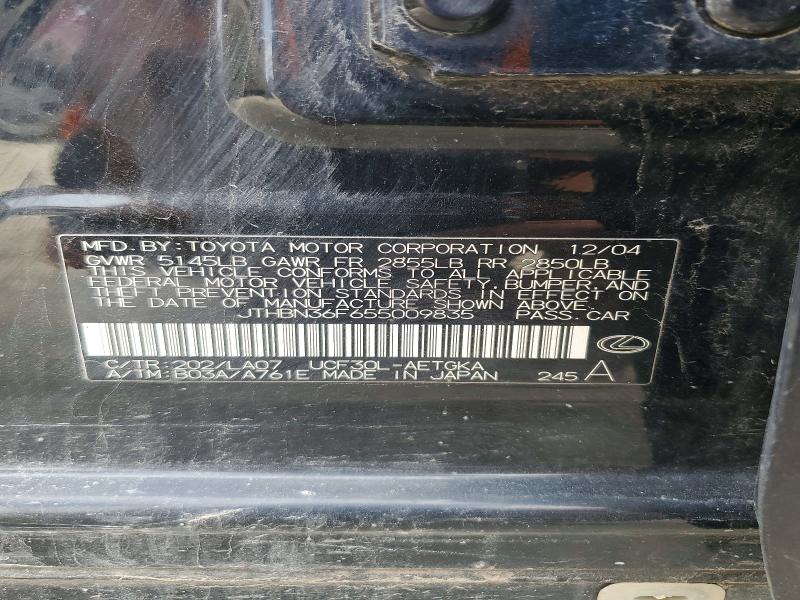 47589356 :رقم المزاد ، JTHBN36F655009835 vin ، 2005 Lexus Ls 430 مزاد بيع