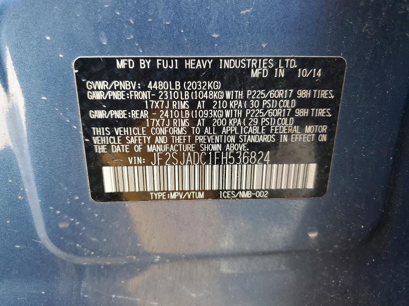 Aukcja sprzedaży 2015 Subaru Forester, vin: JF2SJADC1FH536824, numer aukcji: 46212906