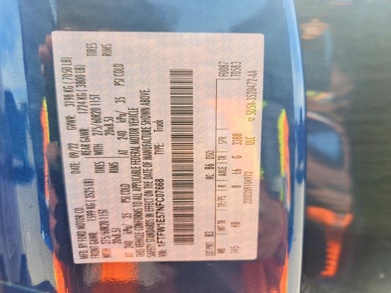 Aukcja sprzedaży 2022 Ford F150, vin: 1FTFW1E57NFC07668, numer aukcji: 46517716