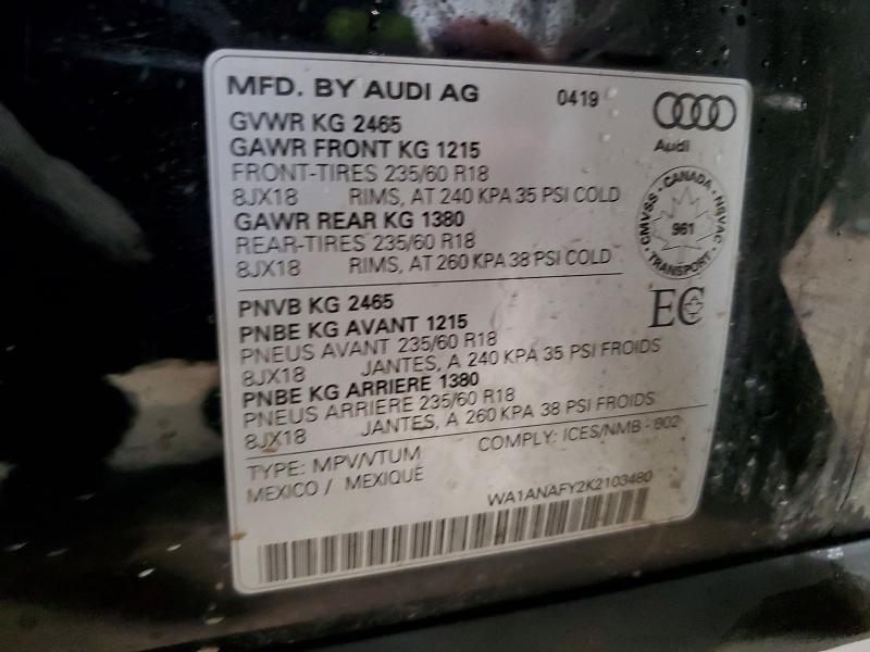 Aukcja sprzedaży 2019 Audi Q5, vin: WA1ANAFY2K2103480, numer aukcji: 46691336