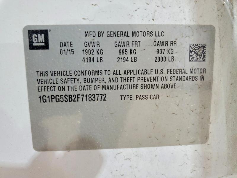 Aukcja sprzedaży 2015 Chevrolet Cruze, vin: 1G1PG5SB2F7183772, numer aukcji: 41889676