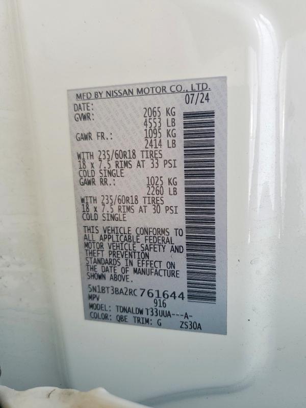 Aukcja sprzedaży 2024 Nissan Rogue, vin: 5N1BT3BA2RC761644, numer aukcji: 45687236