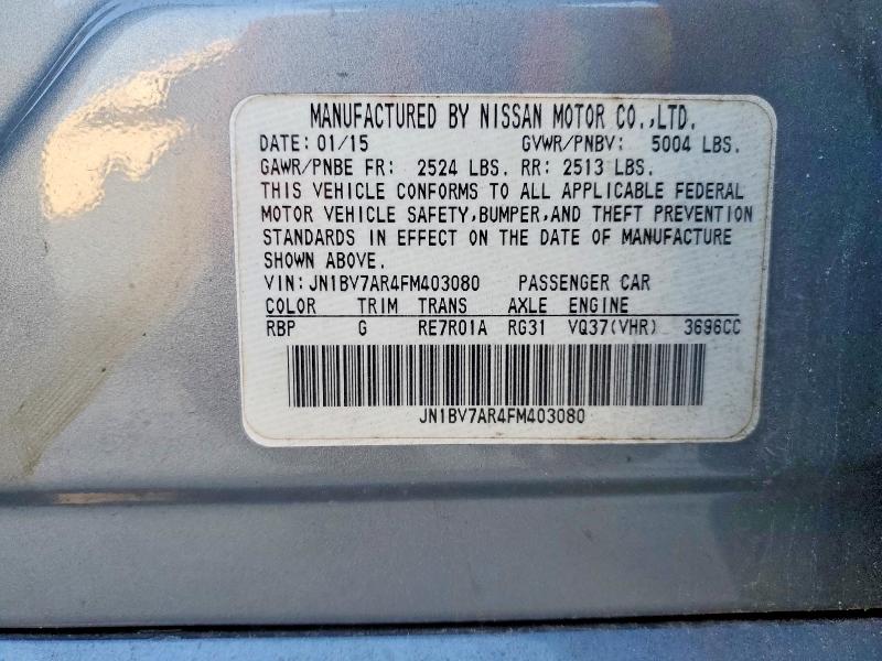 47212576 :رقم المزاد ، JN1BV7AR4FM403080 vin ، 2015 Infiniti Q50 مزاد بيع
