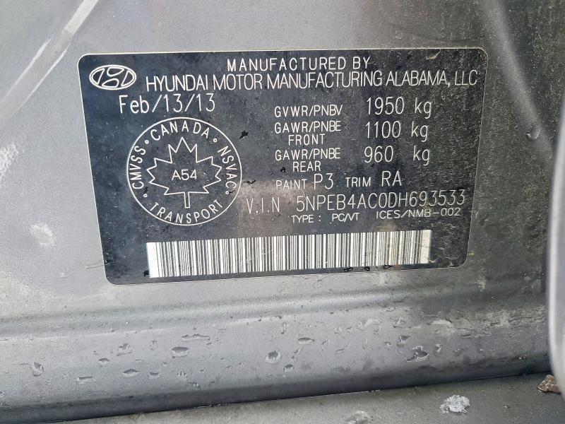 Aukcja sprzedaży 2013 Hyundai Sonata, vin: 5NPEB4AC0DH693533, numer aukcji: 45813376