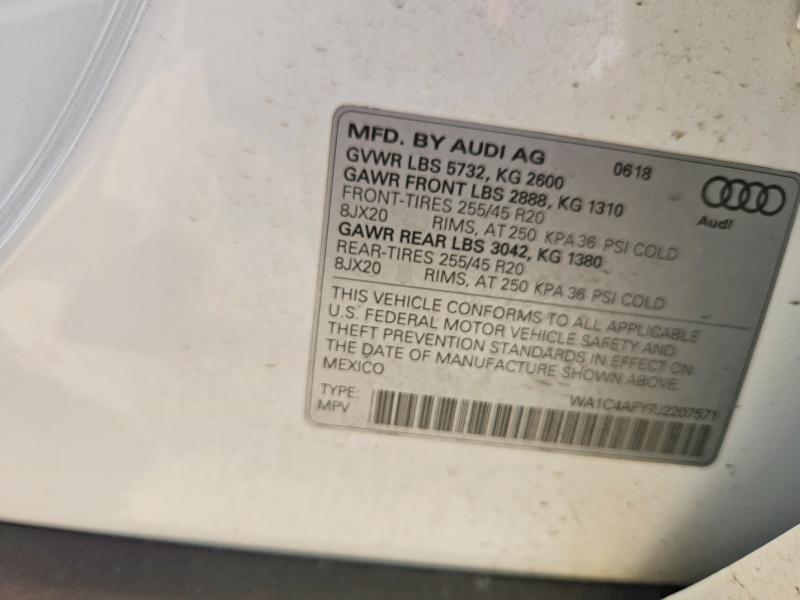 46189656 :رقم المزاد ، WA1C4AFY7J2207571 vin ، 2018 Audi Sq5 مزاد بيع
