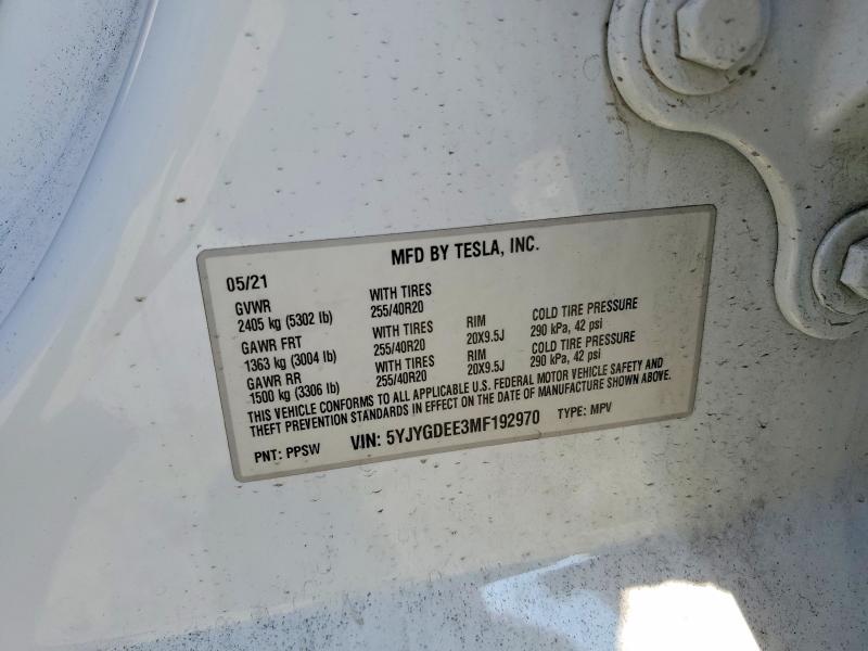 Продаж на аукціоні авто 2021 Tesla Model Y, vin: 5YJYGDEE3MF192970, номер лоту: 45673326