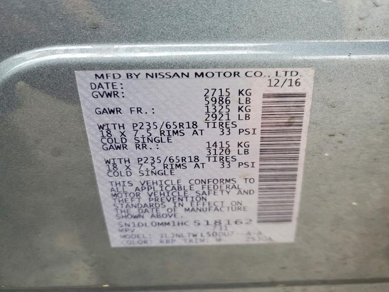 Aukcja sprzedaży 2017 Infiniti Qx60, vin: 5N1DL0MM1HC518162, numer aukcji: 79273455