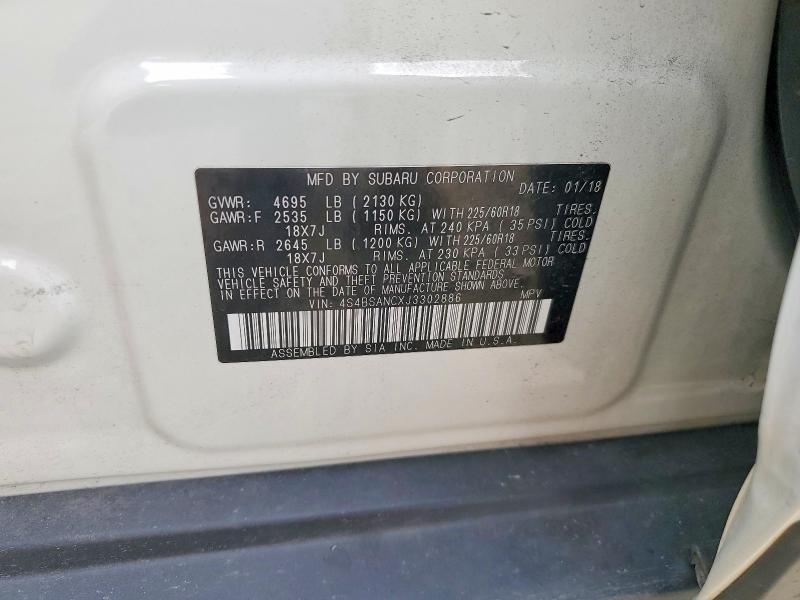 Aukcja sprzedaży 2018 Subaru Outback, vin: 4S4BSANCXJ3302886, numer aukcji: 47986506