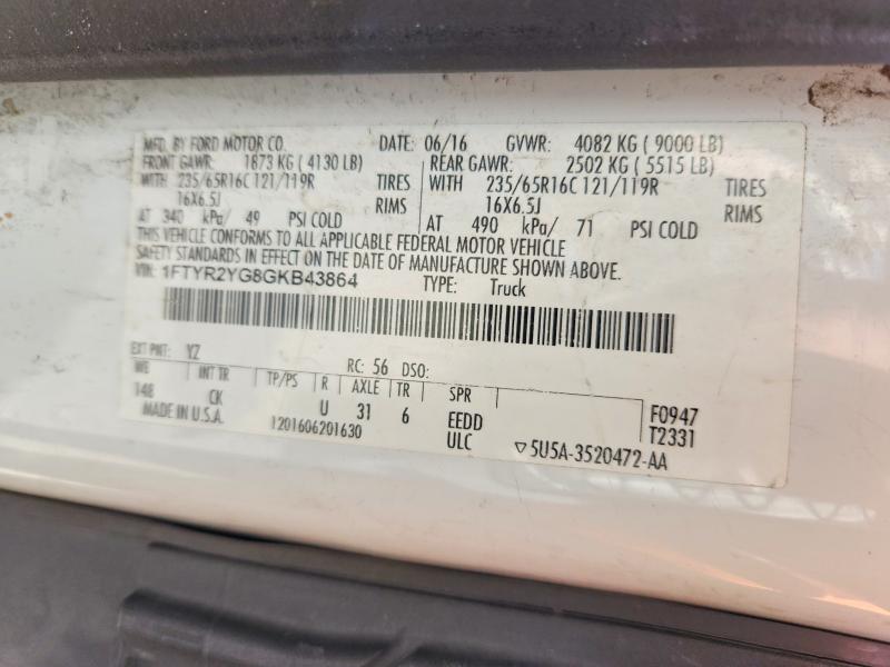 Продажа на аукционе авто 2016 Ford Transit, vin: 1FTYR2YG8GKB43864, номер лота: 46470736