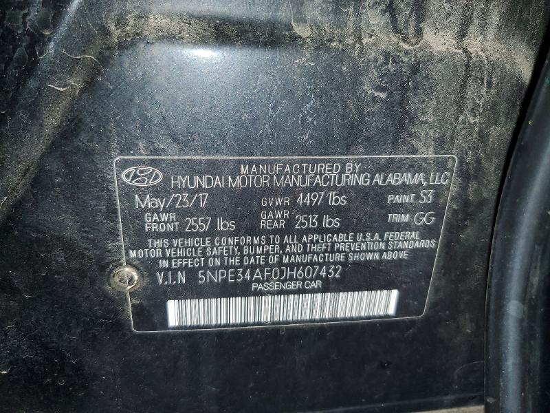 Auction sale of the 2018 Hyundai Sonata, vin: 5NPE34AF0JH607432, lot number: 45962596