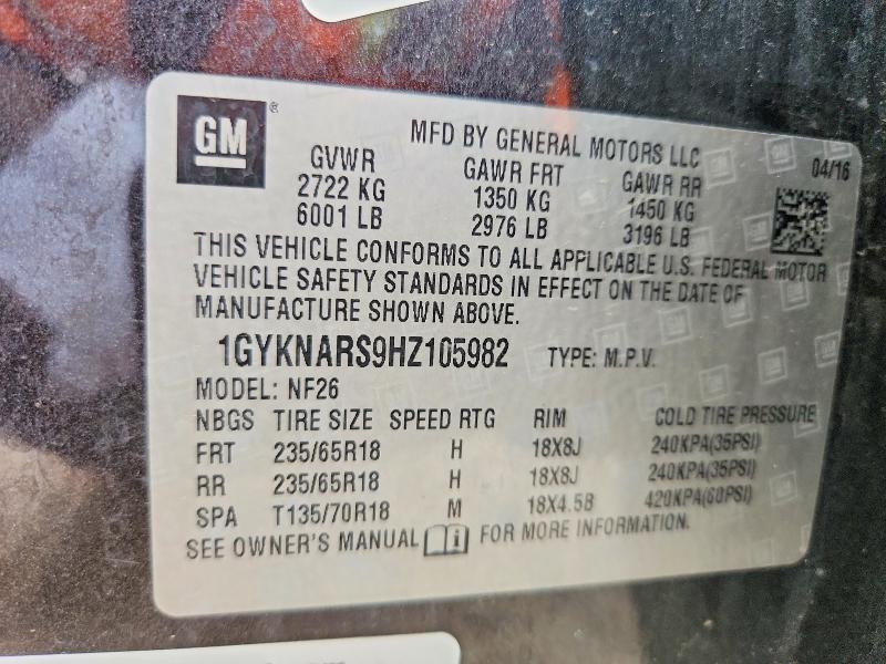 Aukcja sprzedaży 2017 Cadillac Xt5, vin: 1GYKNARS9HZ105982, numer aukcji: 41971176