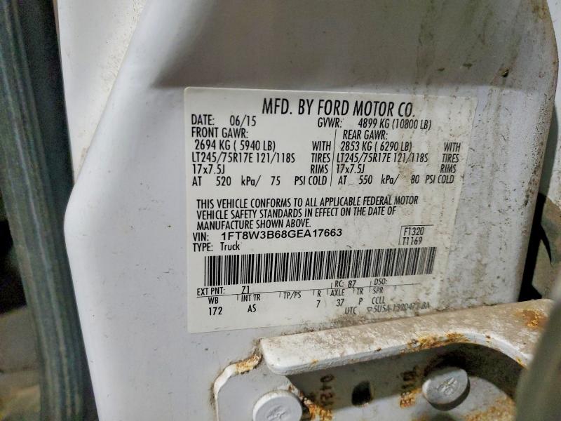 79255895 :رقم المزاد ، 1FT8W3B68GEA17663 vin ، 2016 Ford F350 مزاد بيع