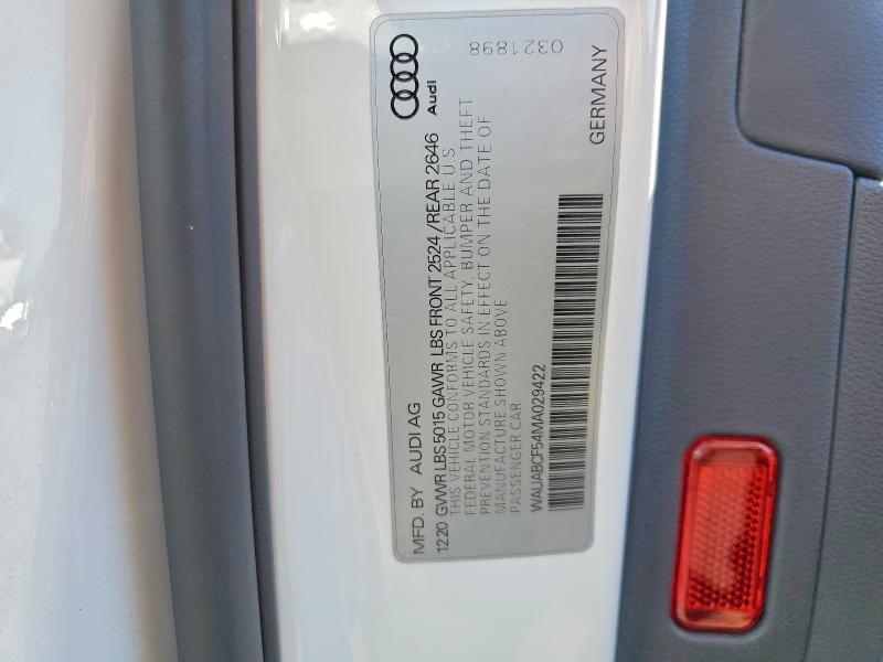 Aukcja sprzedaży 2021 Audi A5, vin: WAUABCF54MA029422, numer aukcji: 41697116