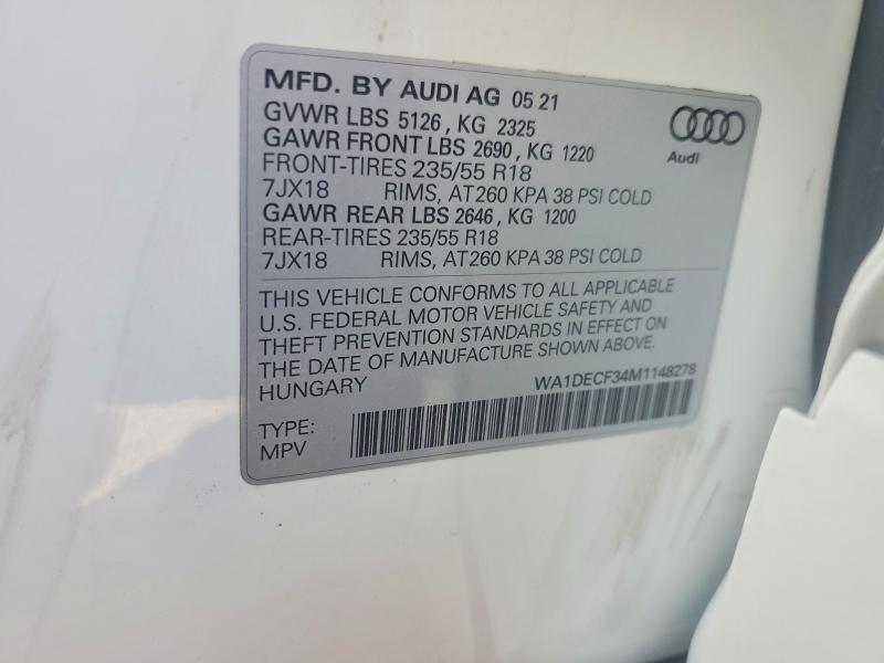 Продаж на аукціоні авто 2021 Audi Q3, vin: WA1DECF34M1148278, номер лоту: 47283136
