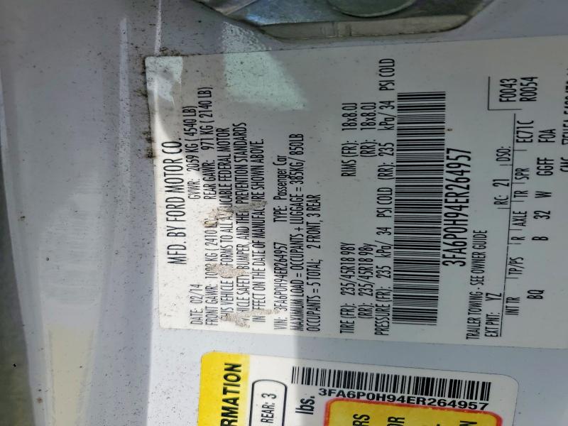 47261586 :رقم المزاد ، 3FA6P0H94ER264957 vin ، 2014 Ford Fusion مزاد بيع