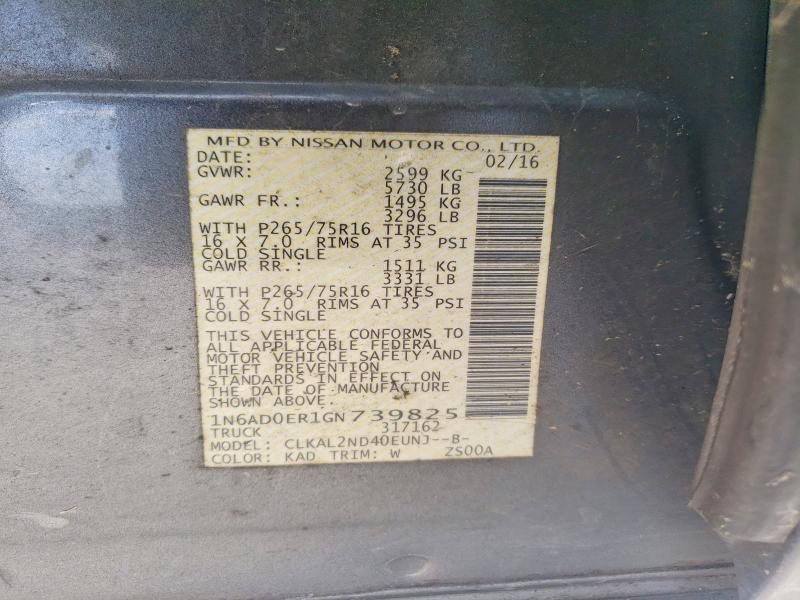 2016 Nissan Frontier მანქანა იყიდება აუქციონზე, vin: 1N6AD0ER1GN739825, აუქციონის ნომერი: 48304846