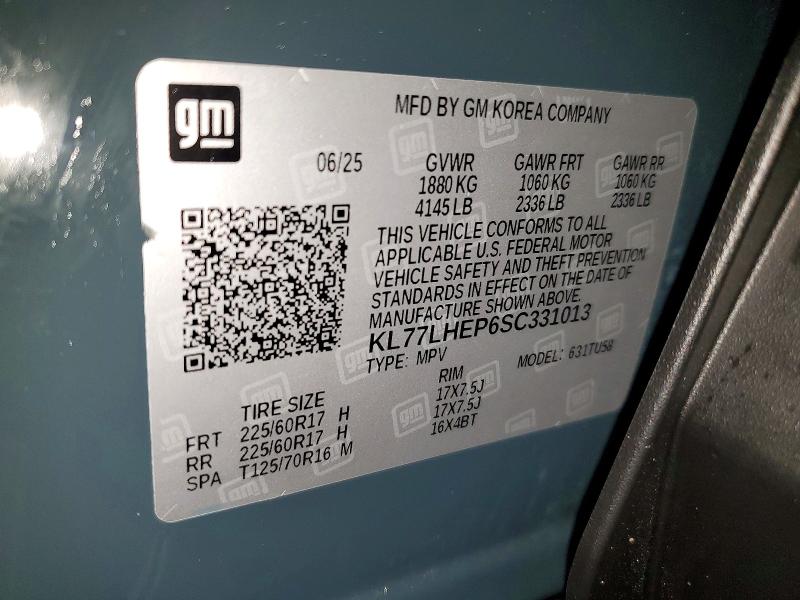 47740766 :رقم المزاد ، KL77LHEP6SC331013 vin ، 2025 Chevrolet Trax مزاد بيع