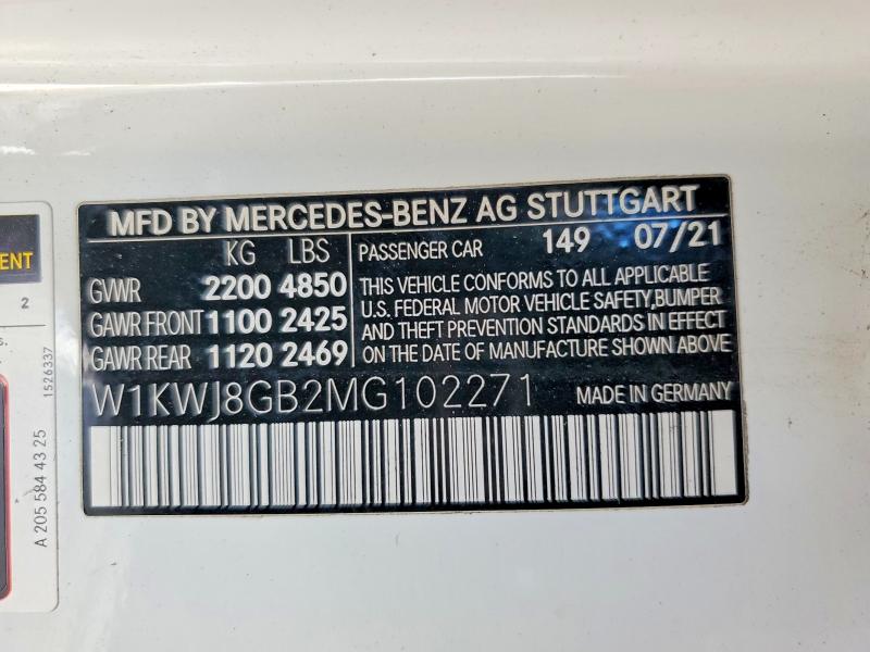 Aukcja sprzedaży 2021 Mercedes-benz C, vin: W1KWJ8GB2MG102271, numer aukcji: 41599356