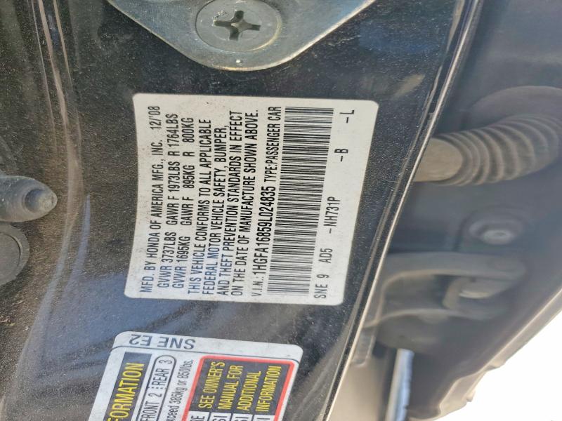 Продаж на аукціоні авто 2009 Honda Civic, vin: 1HGFA16859L024835, номер лоту: 47647006