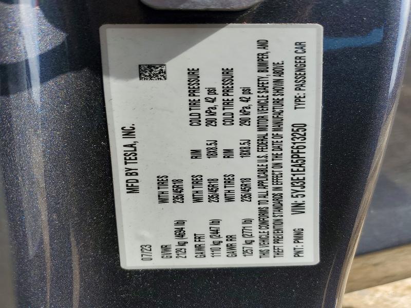 Продаж на аукціоні авто 2023 Tesla Model 3, vin: 5YJ3E1EA5PF613250, номер лоту: 79777815
