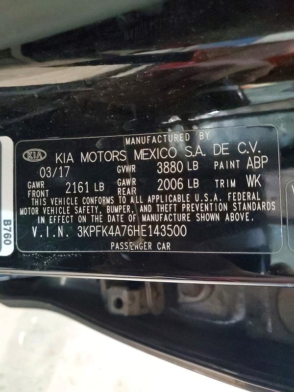 2017 Kia Forte მანქანა იყიდება აუქციონზე, vin: 3KPFK4A76HE143500, აუქციონის ნომერი: 47212816